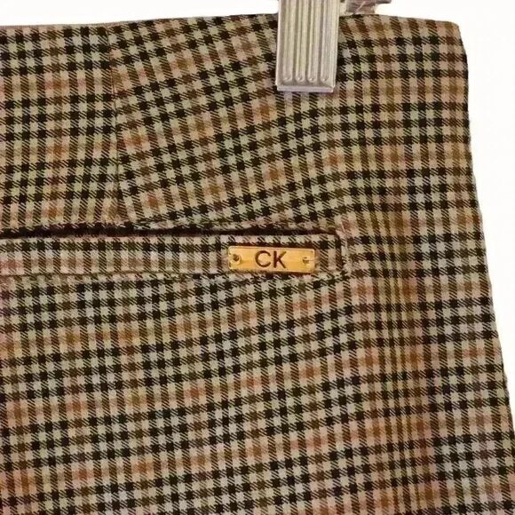 Calvin Klein Black & Tan Plaid Trouser Pants Elastic Waist Size 10 - Picture 4 of 6